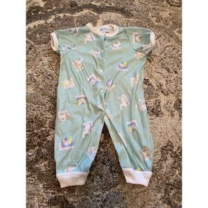 VTG CARTERS Baby 3-6M Green Neutral Romper Outfit USA Animals Snap